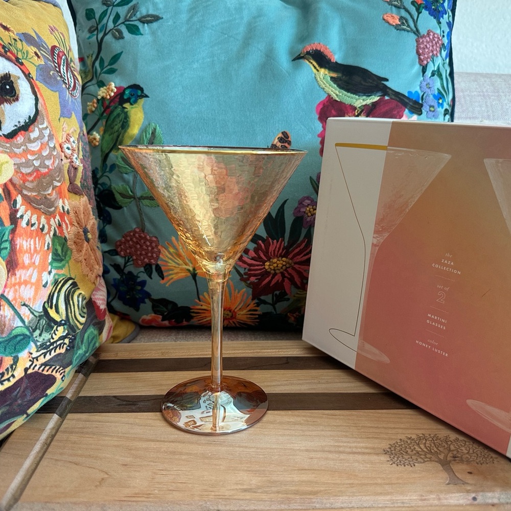 Anthropologie Gold Hammered Glass